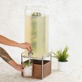 Mid-Century 3 Gallon Square Beverage Dispenser with Walnut and Chrome Base and Infusion Chamber